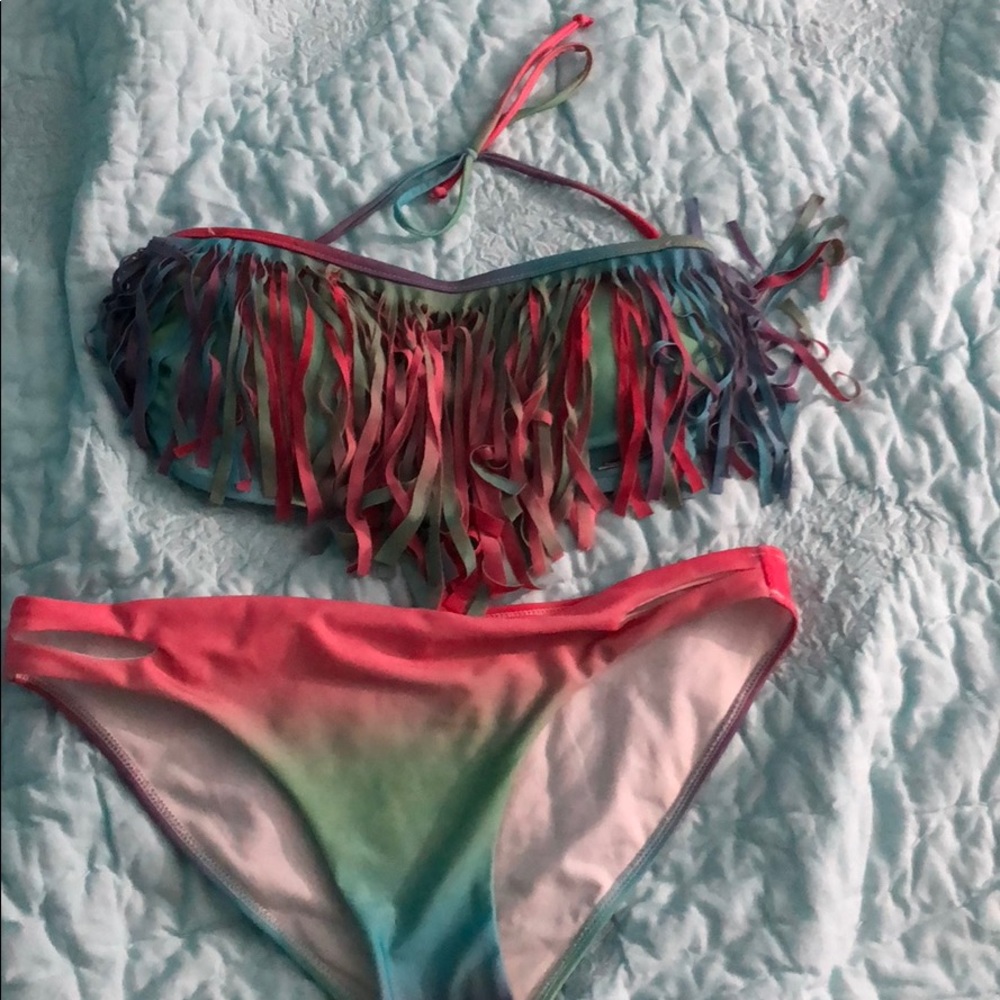 Multicolored Strapless Bikini